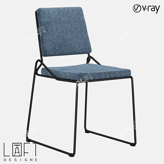 Modern Loft Chair 36962 - Metal & Fabric Design 3D model image 1