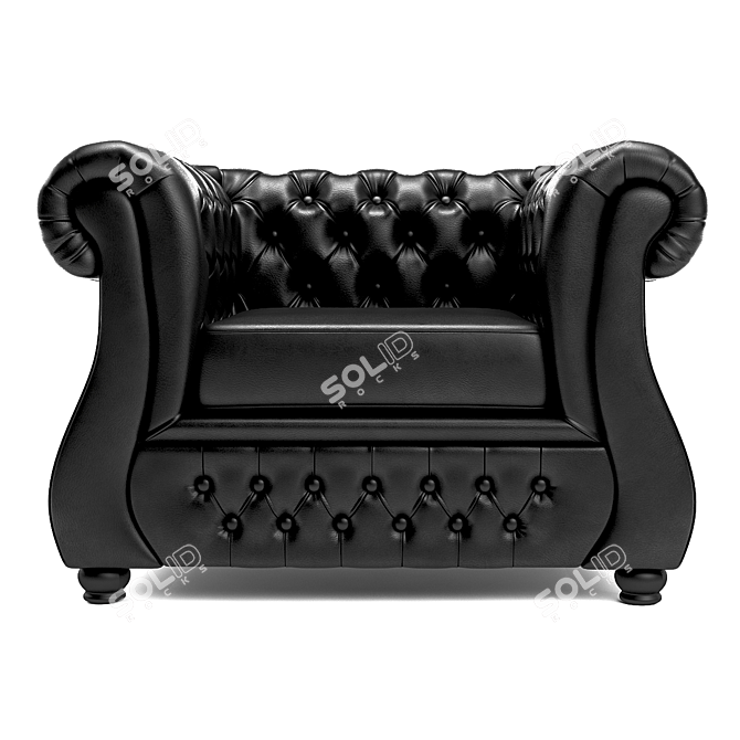 Luxurious Chester Leather Armchair 3D model image 1