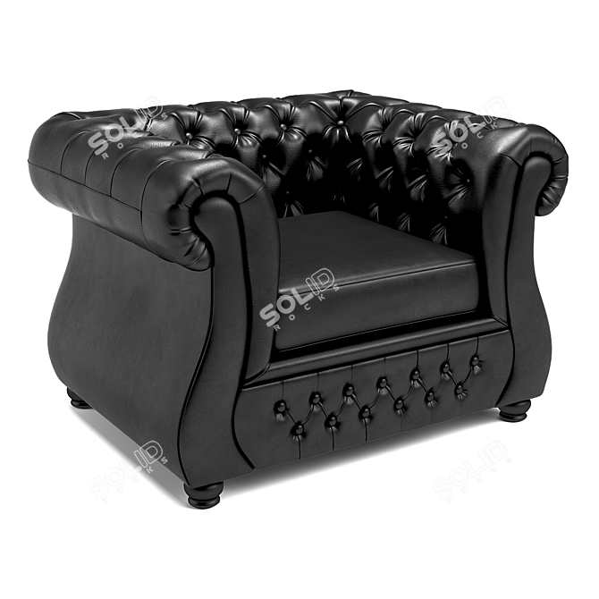 Luxurious Chester Leather Armchair 3D model image 2