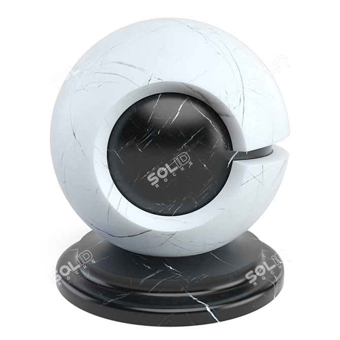 Elegant White Black Marble 4K 3D model image 4