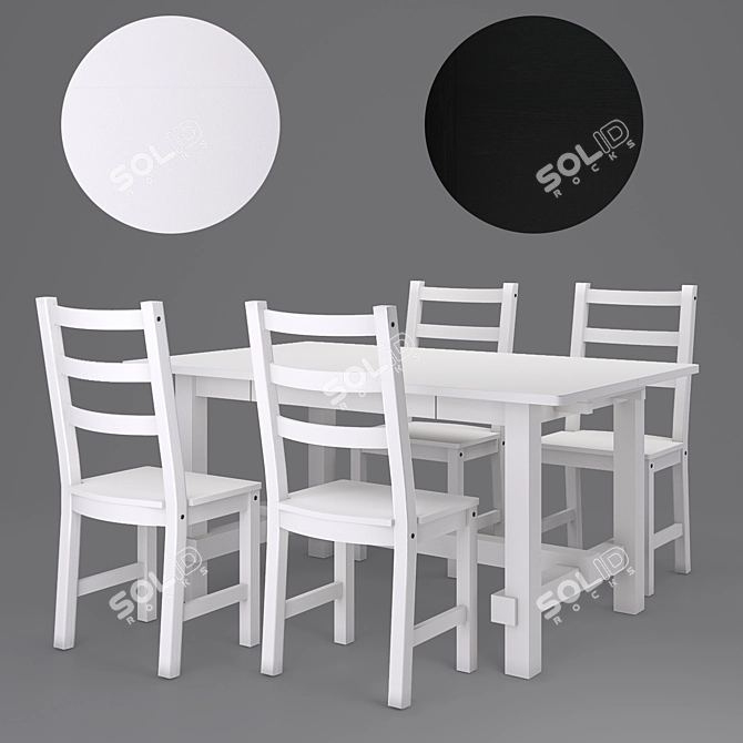 Nordviken: Stylish Pine Dining Set 3D model image 1