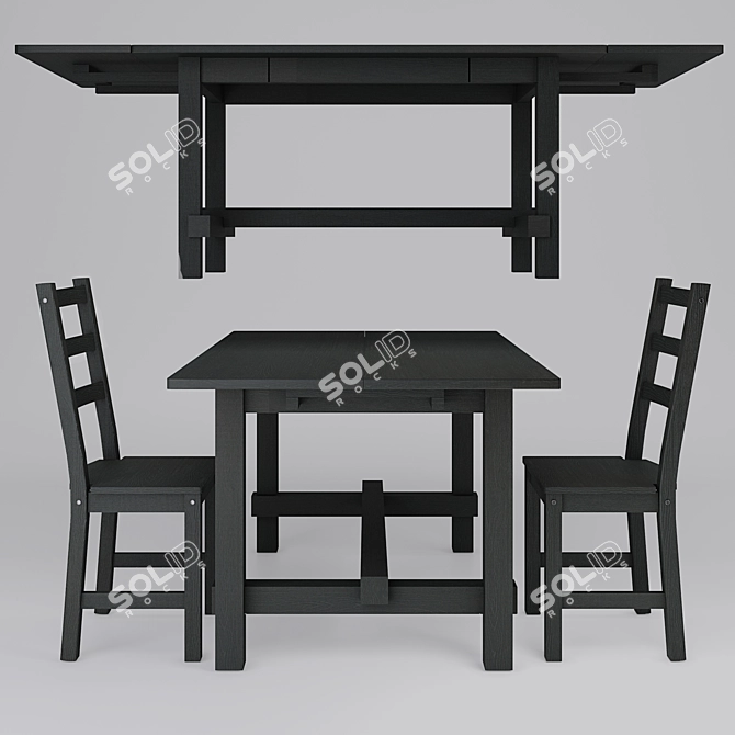 Nordviken: Stylish Pine Dining Set 3D model image 2