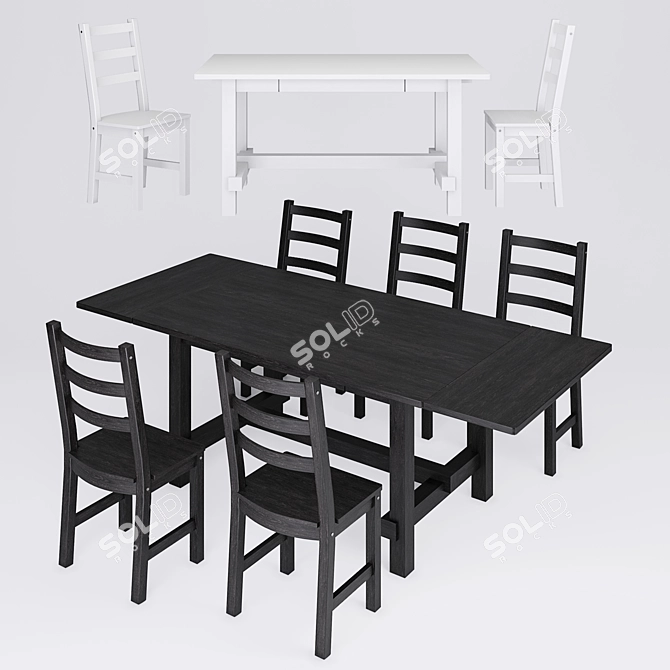 Nordviken: Stylish Pine Dining Set 3D model image 4