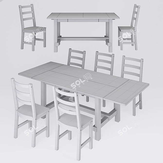 Nordviken: Stylish Pine Dining Set 3D model image 6