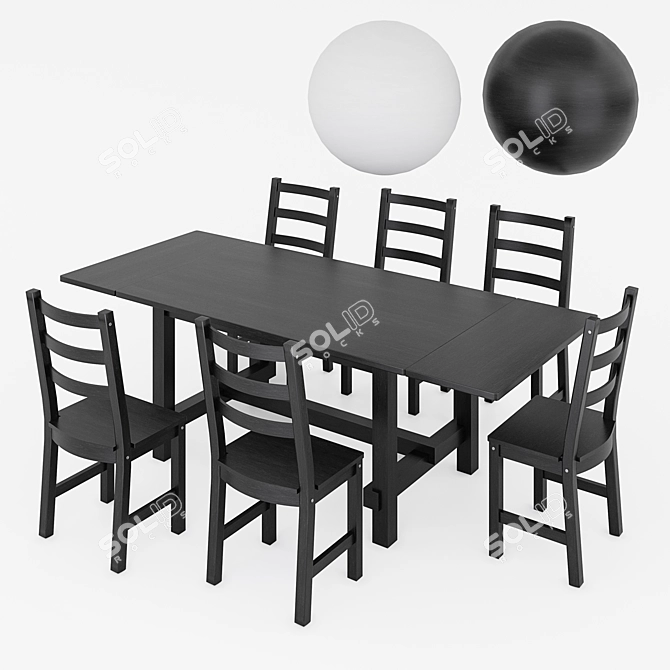 Nordviken: Stylish Pine Dining Set 3D model image 7