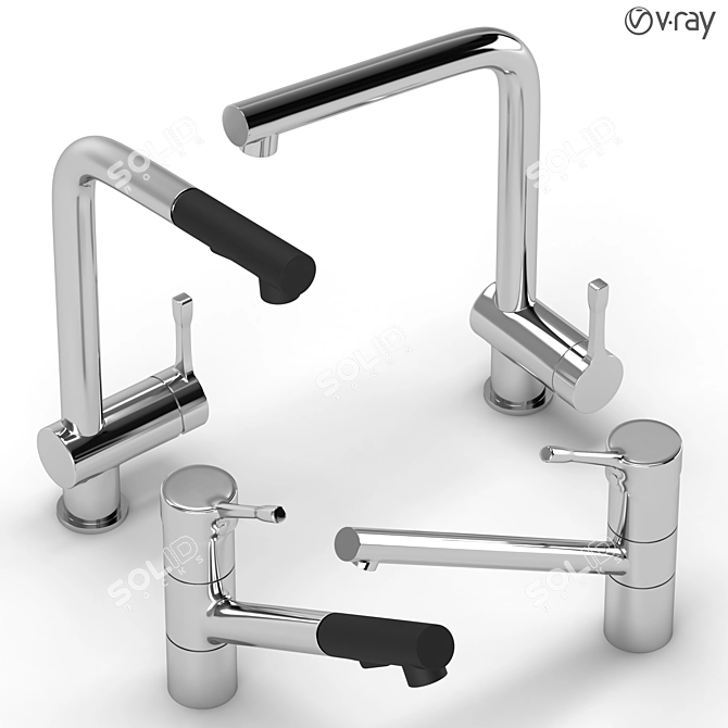 Sleek Kitchen Faucet Collection 3D model image 1