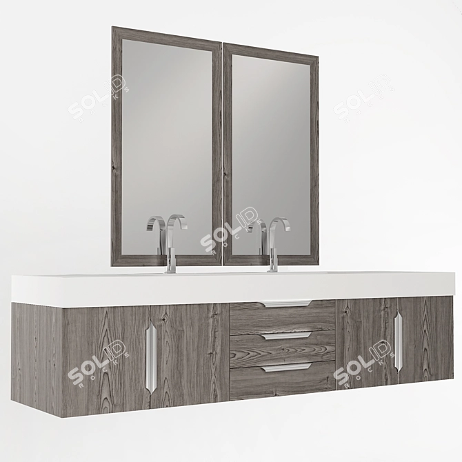 Mercer Island Ash Gray Bathroom Vanity 3D model image 2