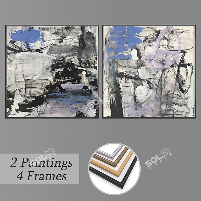 Modern Wall Art Set with Multiple Frame Options 3D model image 1