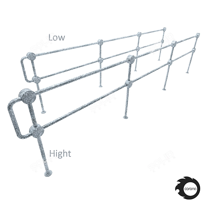 Simple and Cost-Effective Pedestrian Fence 3D model image 1