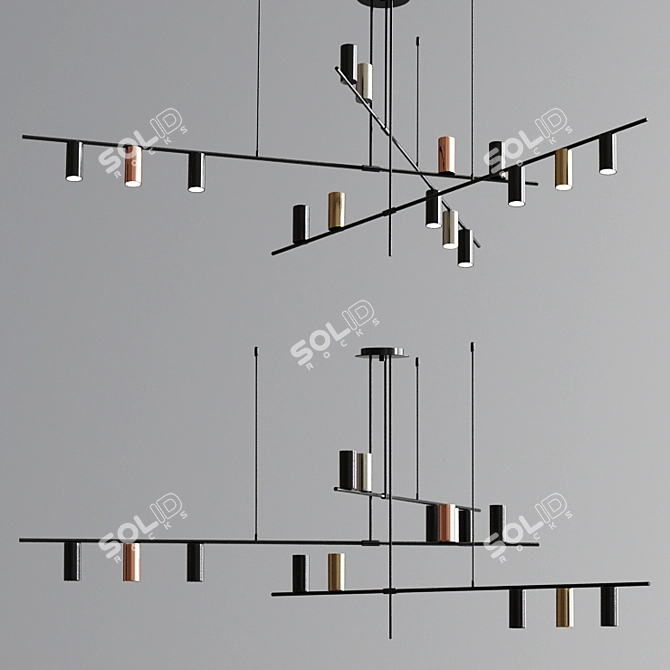 Sleek Halo Pendant Chandelier 3D model image 3