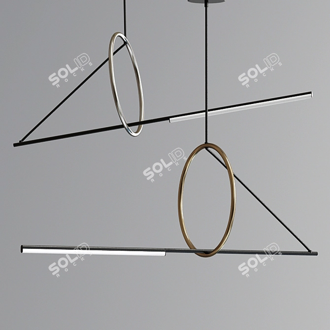 Sleek Halo Pendant Chandelier 3D model image 4