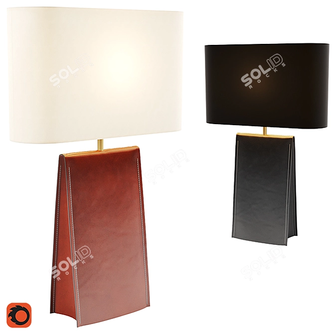 Sleek Leather Table Light 3D model image 1