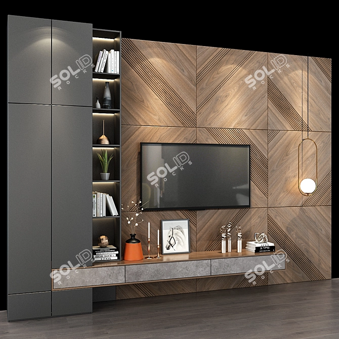 Sleek TV Shelf 0240 3D model image 2