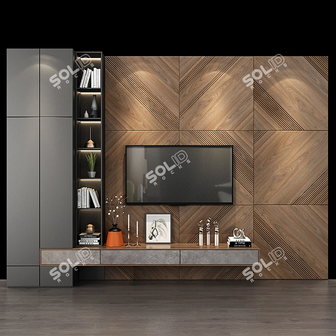 Sleek TV Shelf 0240 3D model image 4