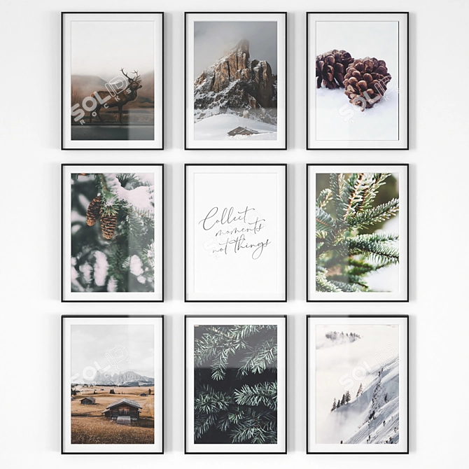 Mountain House Posters: Set of 9 Vertical and 5 Horizontal Prints 3D model image 1