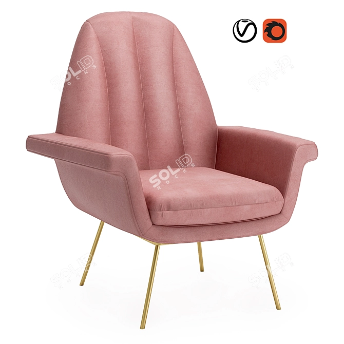 Summit Blush Artisan Velvet Chair 3D model image 1