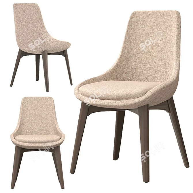 Italian Elegance: Ditre Linear Chair 3D model image 1