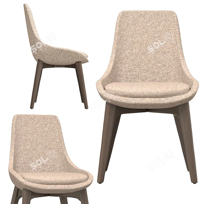 Italian Elegance: Ditre Linear Chair 3D model image 2