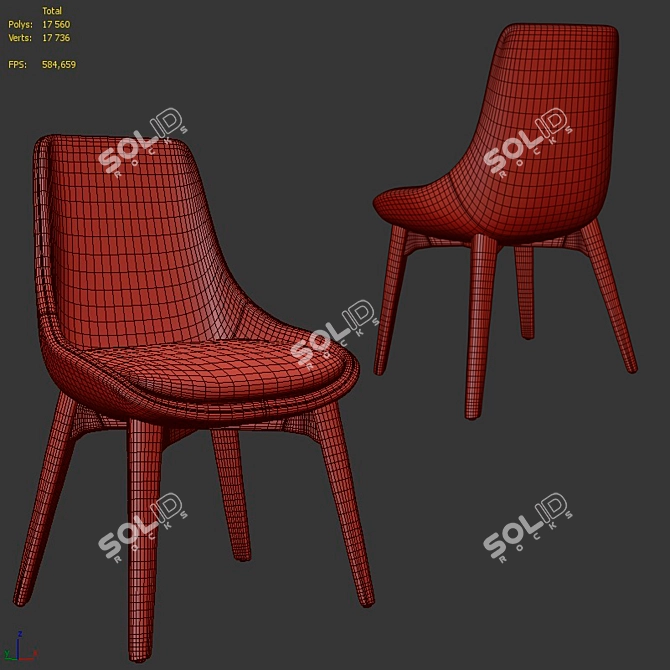 Italian Elegance: Ditre Linear Chair 3D model image 3