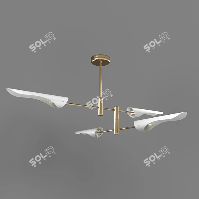 Sleek White Metal Pendant Light 3D model image 1