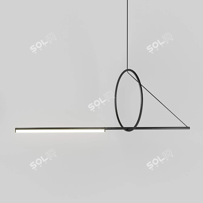 Modern Black Metal Pendant Light 3D model image 1