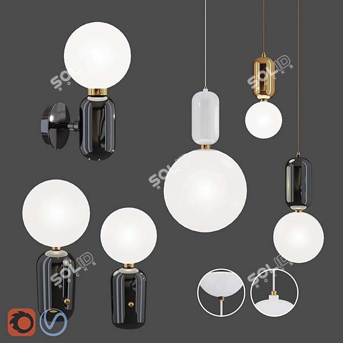 Elegant Parachilna Aballs Pendant Lamps 3D model image 1