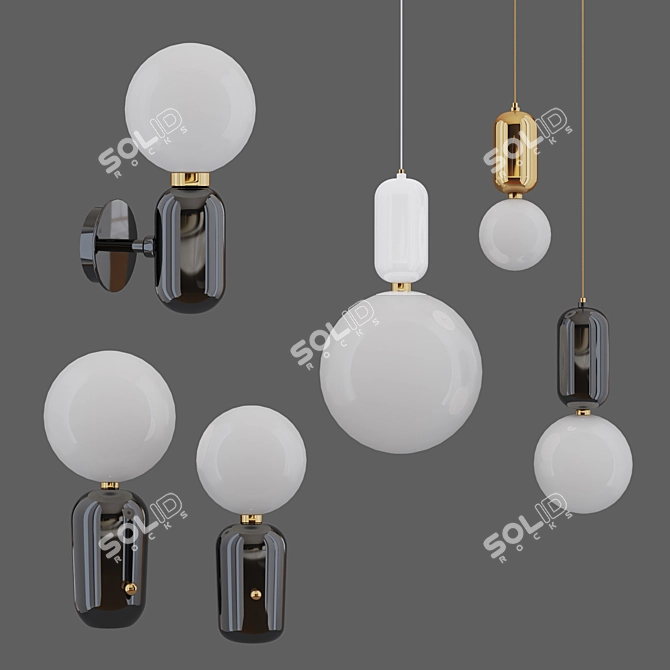 Elegant Parachilna Aballs Pendant Lamps 3D model image 2