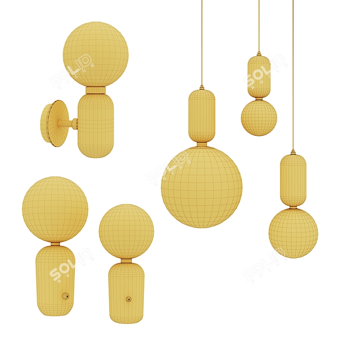 Elegant Parachilna Aballs Pendant Lamps 3D model image 4