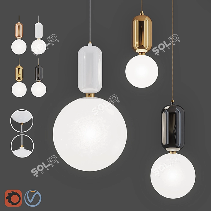 Elegant Parachilna Aballs Pendant Lamps 3D model image 6