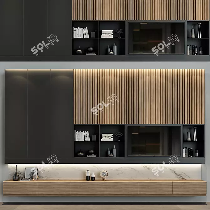 Modern Wood Cabinet Furniture 3D model image 1