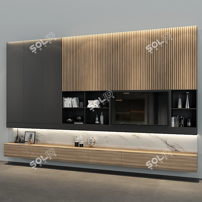 Modern Wood Cabinet Furniture 3D model image 2