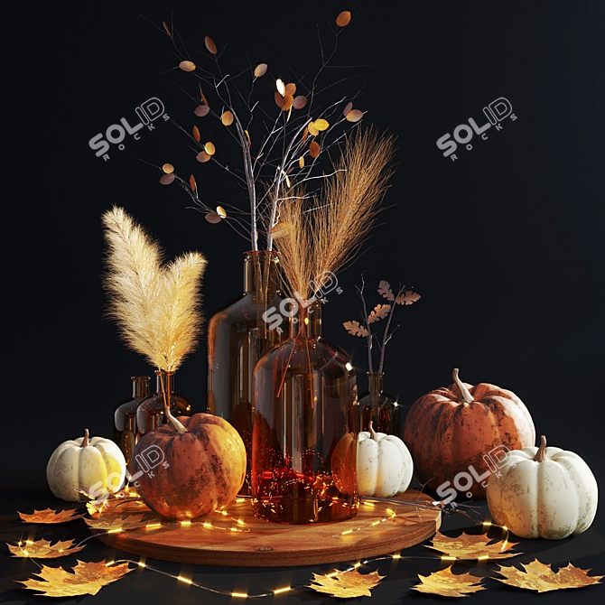 Autumn Harvest Pumpkin Decor Set 3D model image 1