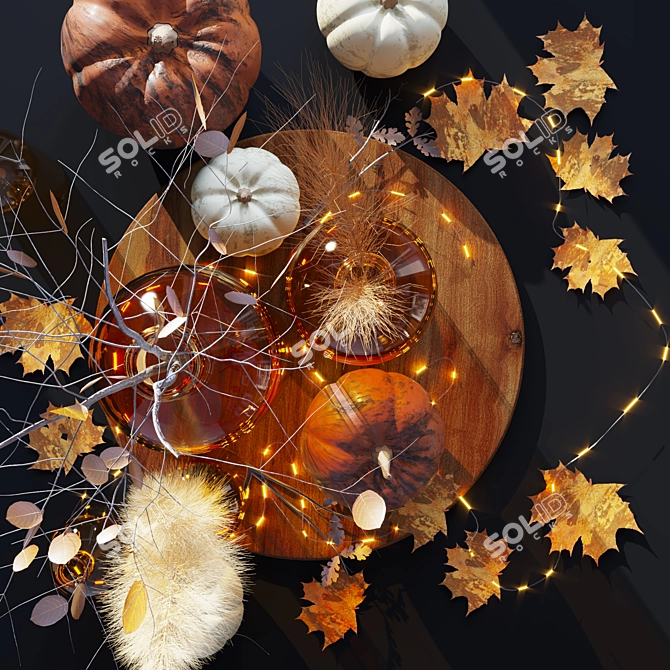 Autumn Harvest Pumpkin Decor Set 3D model image 2