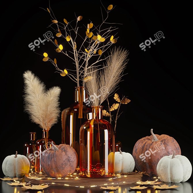 Autumn Harvest Pumpkin Decor Set 3D model image 7