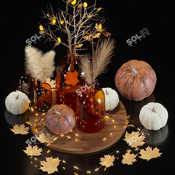 Autumn Harvest Pumpkin Decor Set 3D model image 8