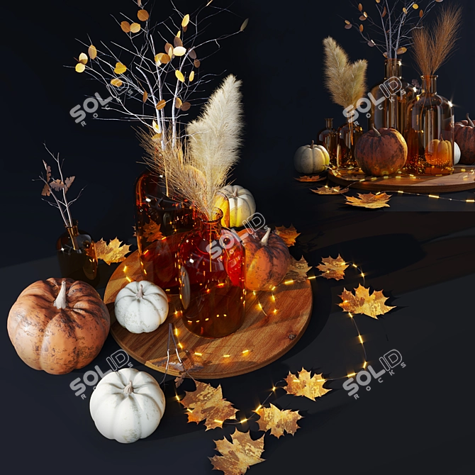 Autumn Harvest Pumpkin Decor Set 3D model image 11