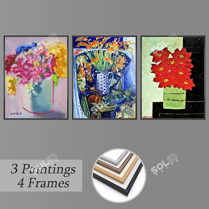 Elegant Wall Art Set 3D model image 1