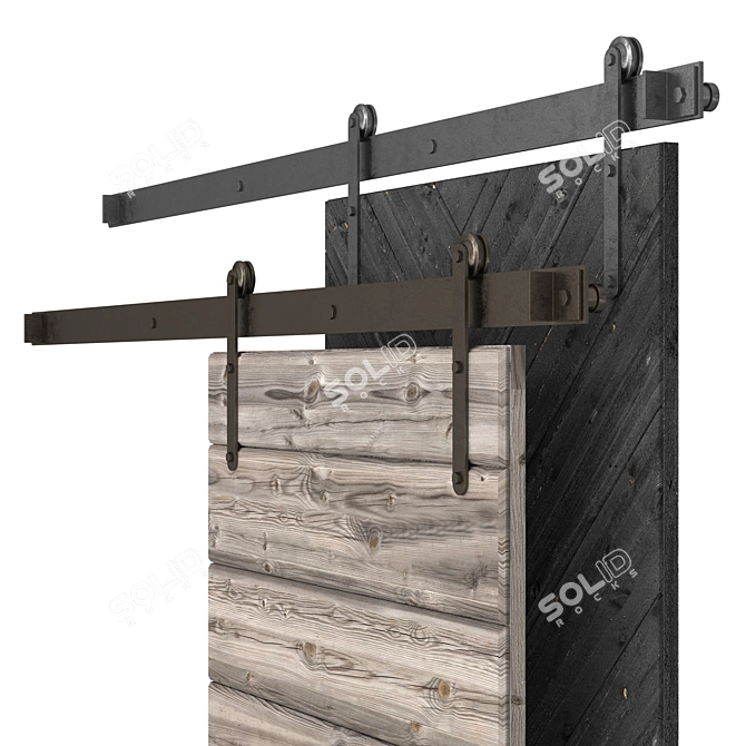 Rustic Sliding Barn Doors 3D model image 2