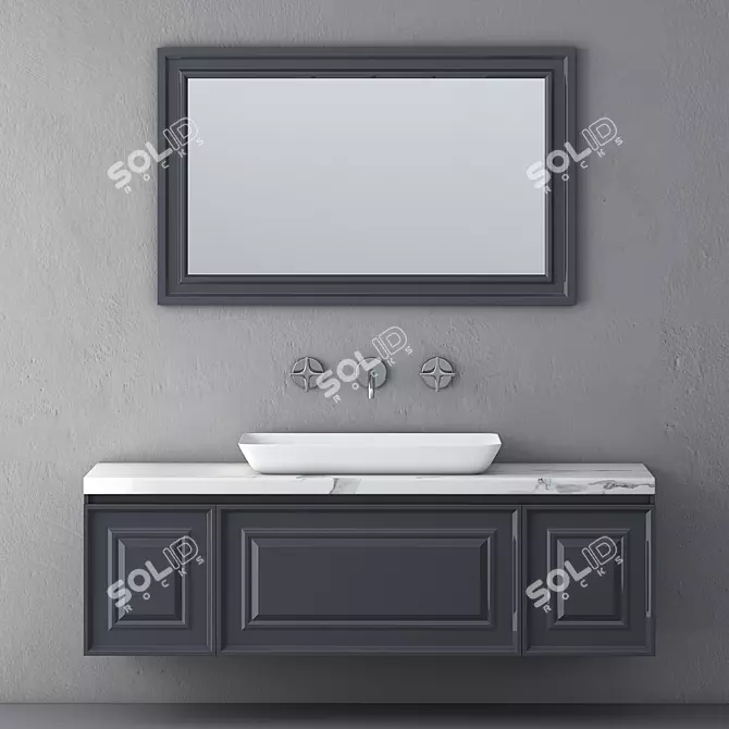 Modern Bathroom Furniture Set 3D model image 1