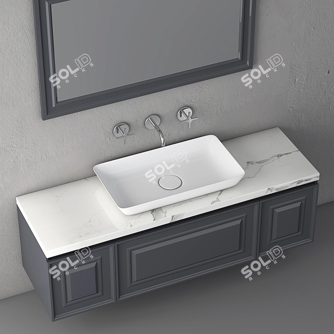 Modern Bathroom Furniture Set 3D model image 2