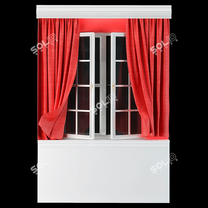 Elegant Curtain Set with Pillows 3D model image 4