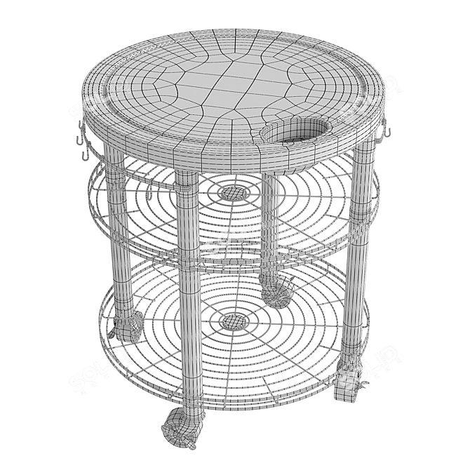 Bamboo Butcher Block Rolling Cart 3D model image 3