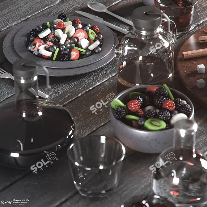 Elegant Black Table Setting 3D model image 5