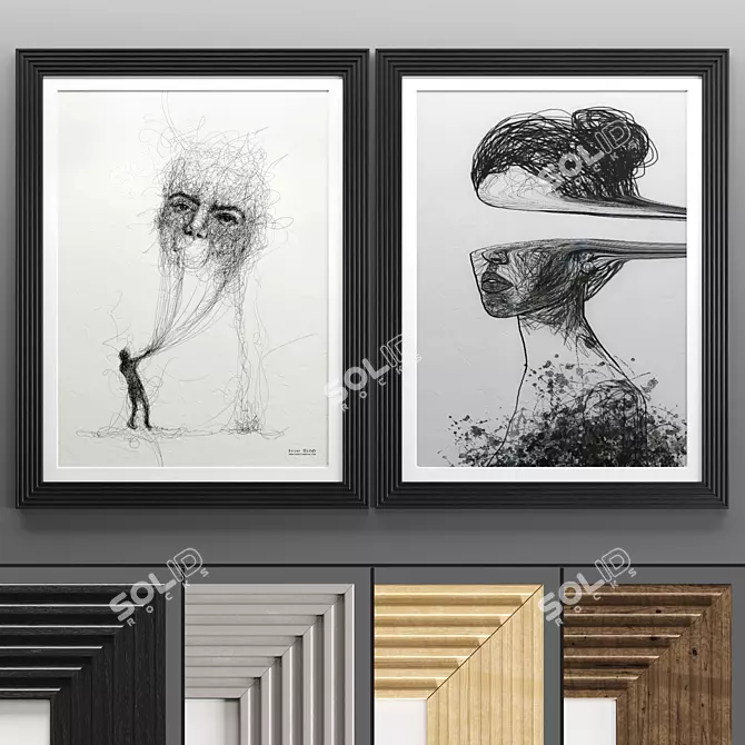  Modern Art Frames Set 3D model image 1