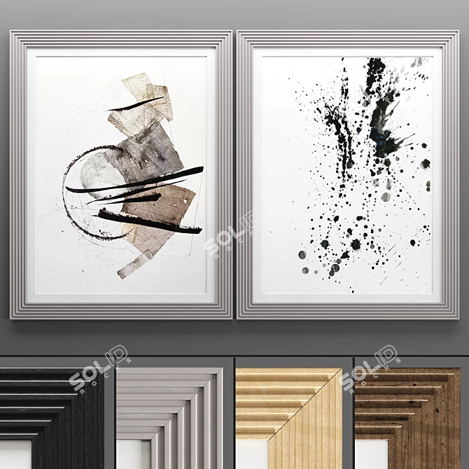 Modern Art Frame Set - 2 Frames with Textured Design 3D model image 1