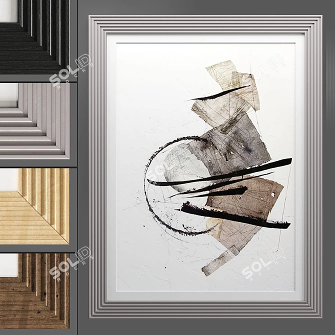 Modern Art Frame Set - 2 Frames with Textured Design 3D model image 2