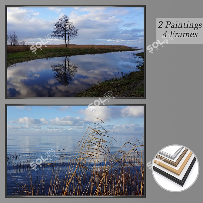 Versatile 2-Piece Wall Art Set 3D model image 1