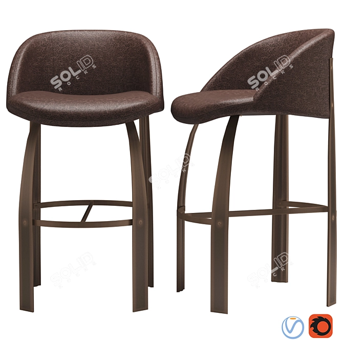 Elevate Your Space With Kelly Wearstler's Cine Barstool 3D model image 1