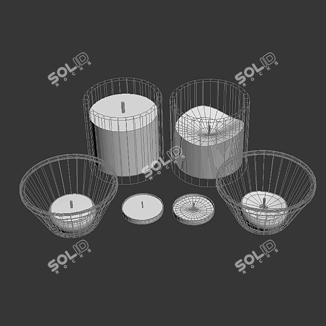 Deluxe Candle Set with Glass and Aluminum Holders 3D model image 3