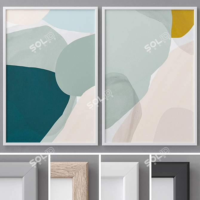 Modern Abstract Paintings Set 3D model image 1